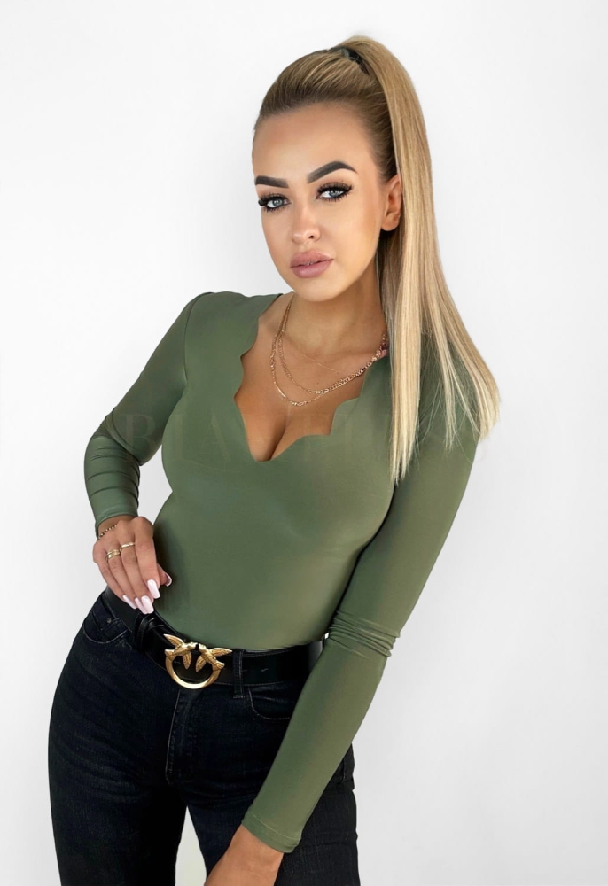 Body damskie z długim rękawem ORINA KHAKI